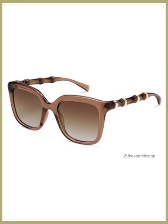 Chunky Polarized Sunglasses with Bamboo Temple Design